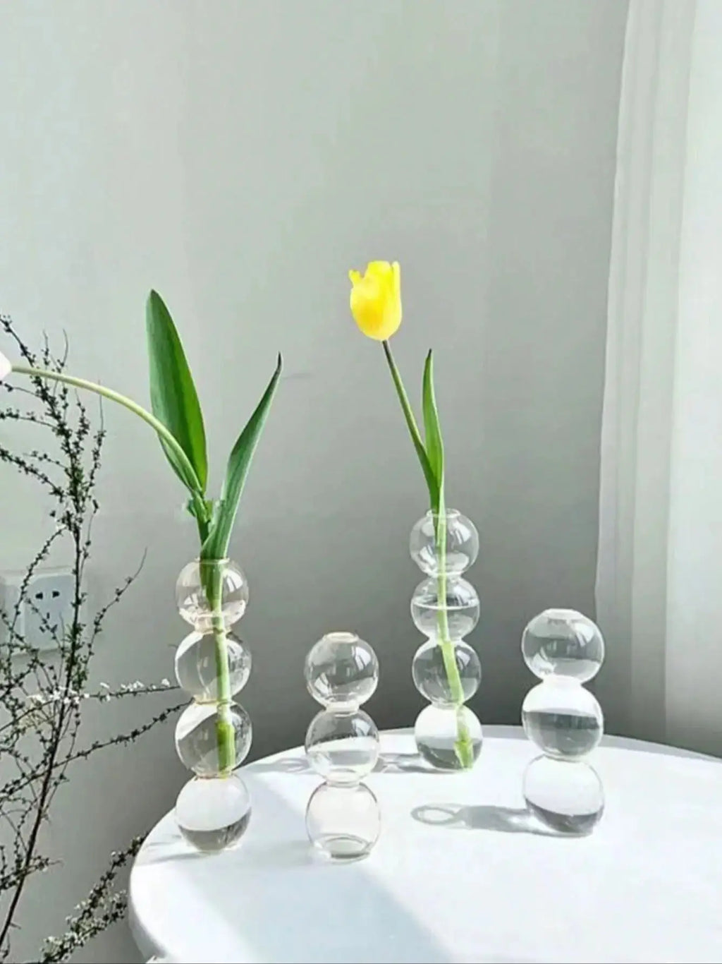 Vaso Decorativo de Vidro Transparente com Esferas
