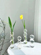 Vaso Decorativo de Vidro Transparente com Esferas