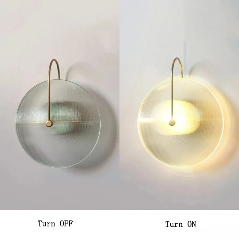 Arandela Redonda de Vidro LED com Luz Quente