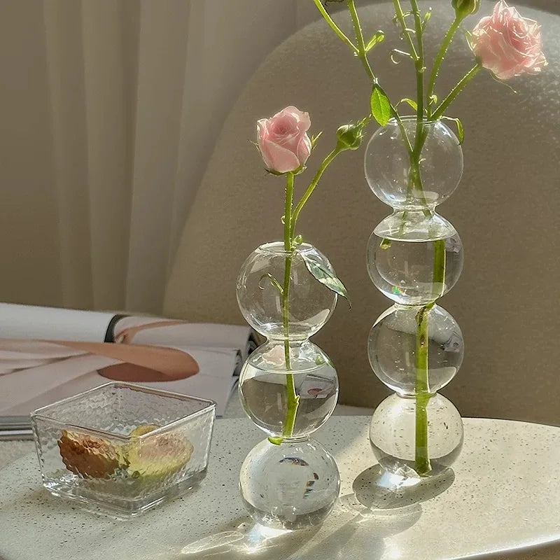 Vaso Decorativo de Vidro Transparente com Esferas