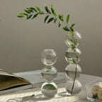 Vaso Decorativo de Vidro Transparente com Esferas