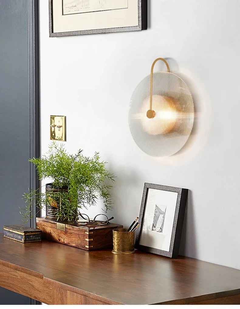 Arandela Redonda de Vidro LED com Luz Quente