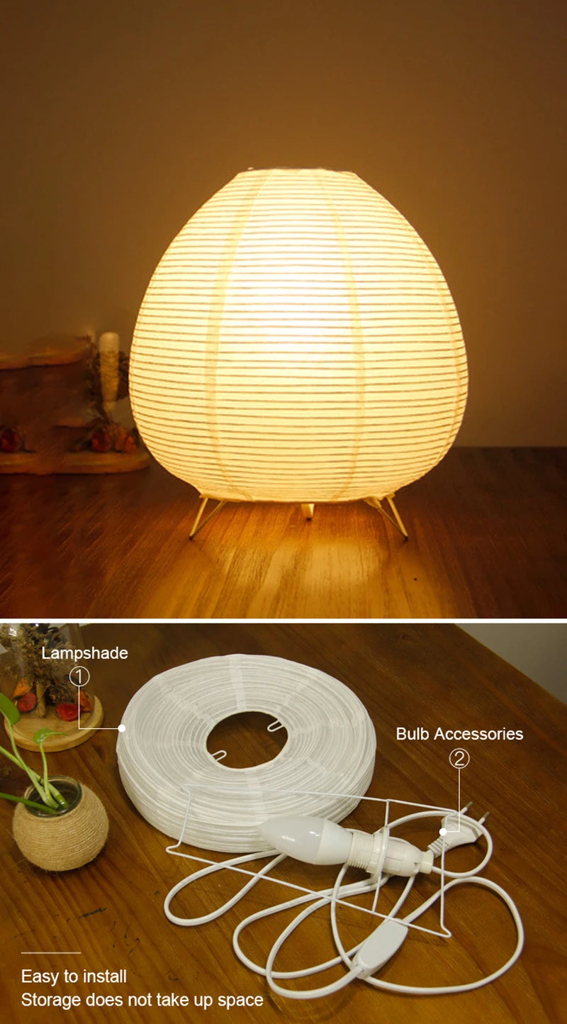 Luminária Oriental de Mesa de Papel