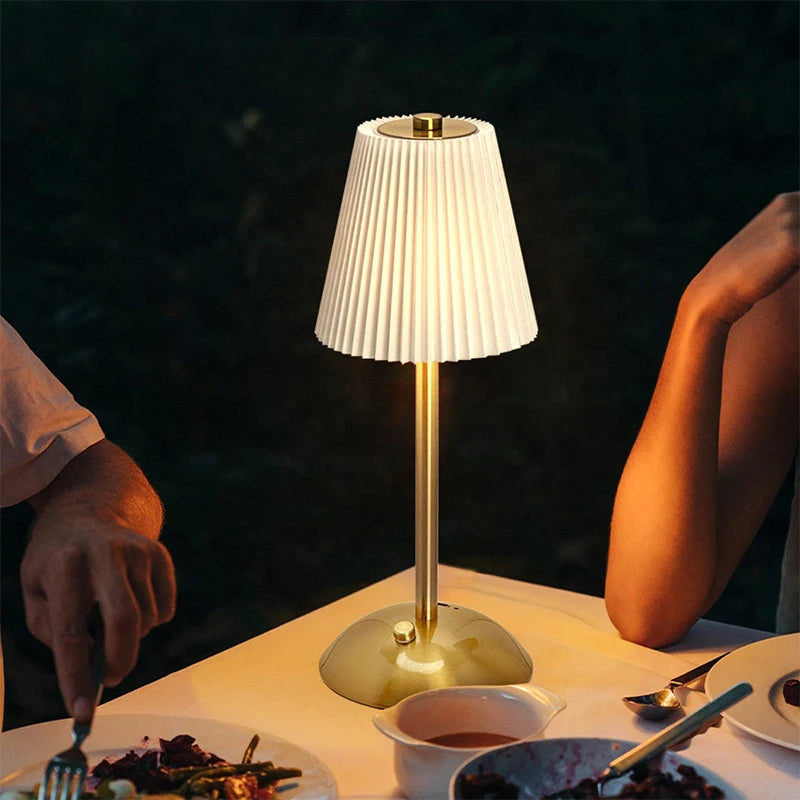 Abajur de Mesa Plissado Touch Sem Fio