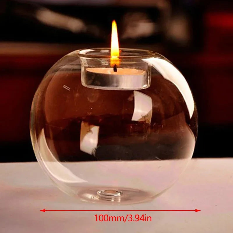 Porta-Vela Esférico de Vidro Transparente
