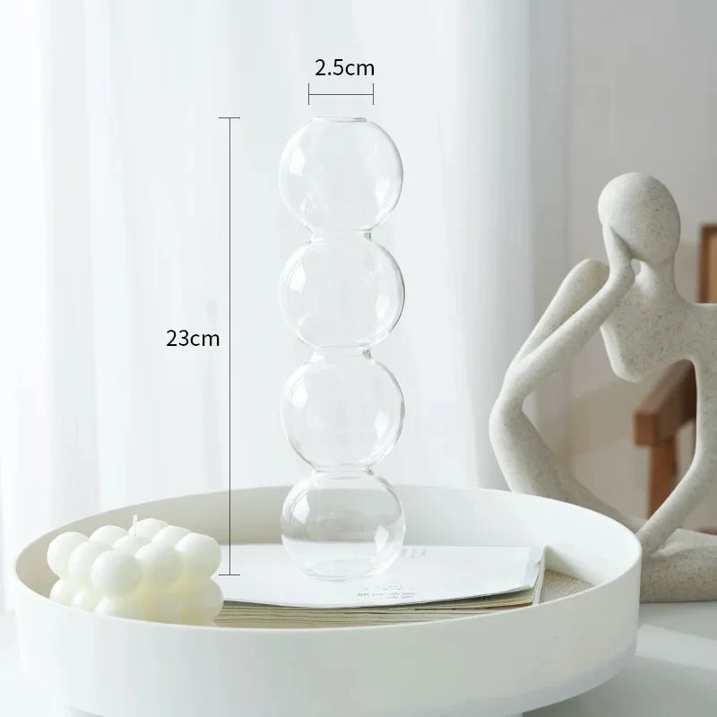 Vaso Decorativo de Vidro Transparente com Esferas