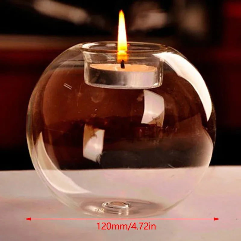 Porta-Vela Esférico de Vidro Transparente