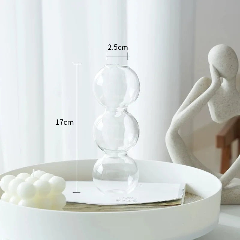 Vaso Decorativo de Vidro Transparente com Esferas