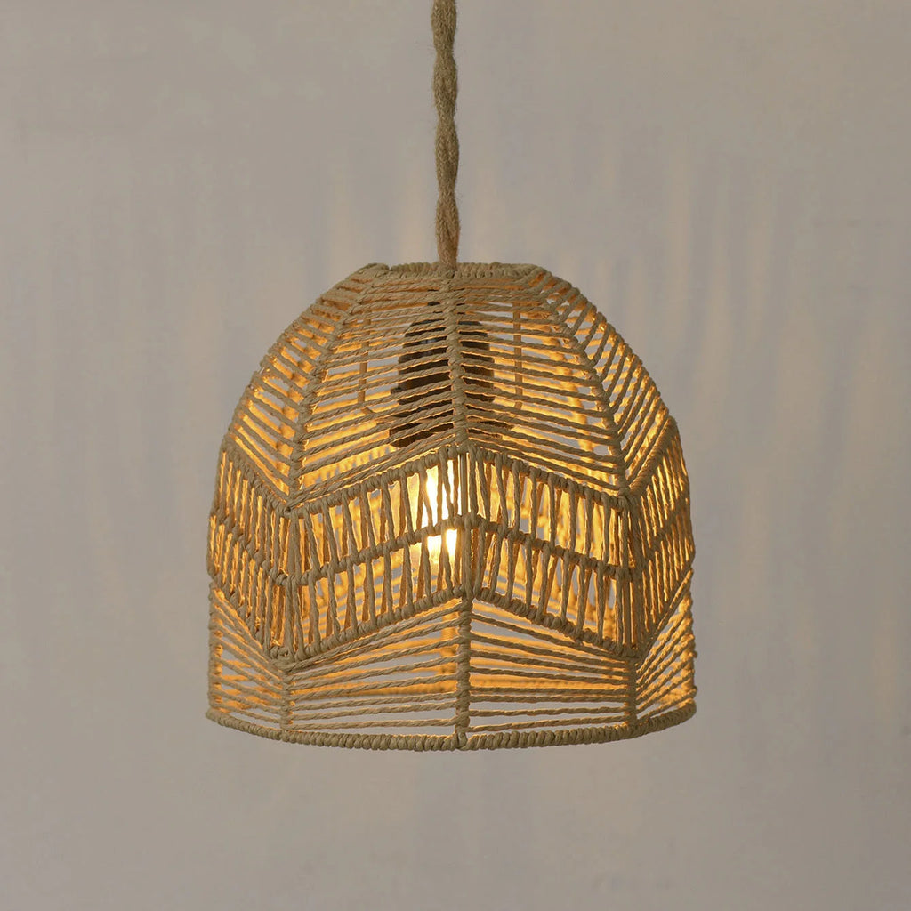 Luminária Pendente de Corda de Papel Trançada