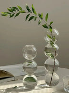 Vaso Decorativo de Vidro Transparente com Esferas