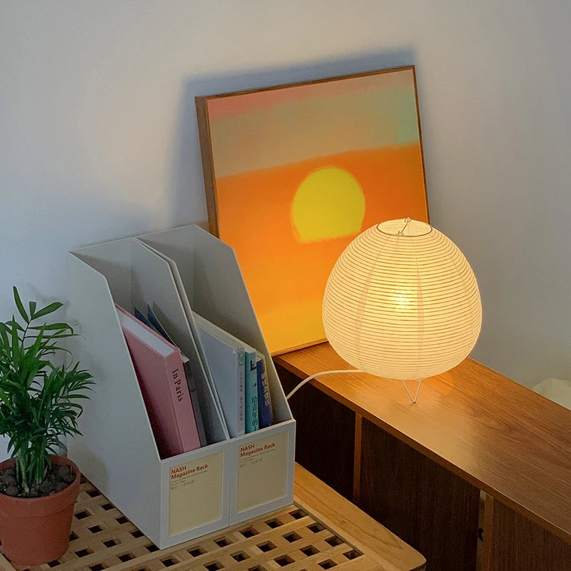 Luminária Oriental de Mesa de Papel