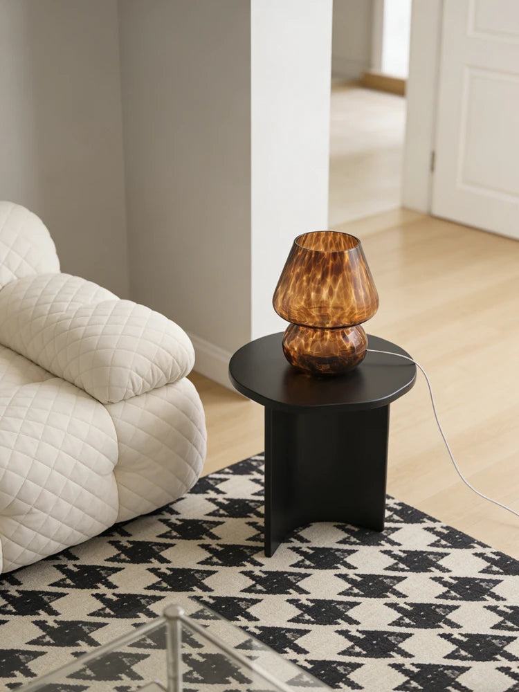 Abajur de Mesa Cogumelo em Vidro Âmbar Touch USB